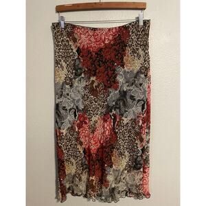 Vintage NAN Skirt Womens 1X Multicolor Floral Paisley Lettuce Hem Whimsigoth 90s